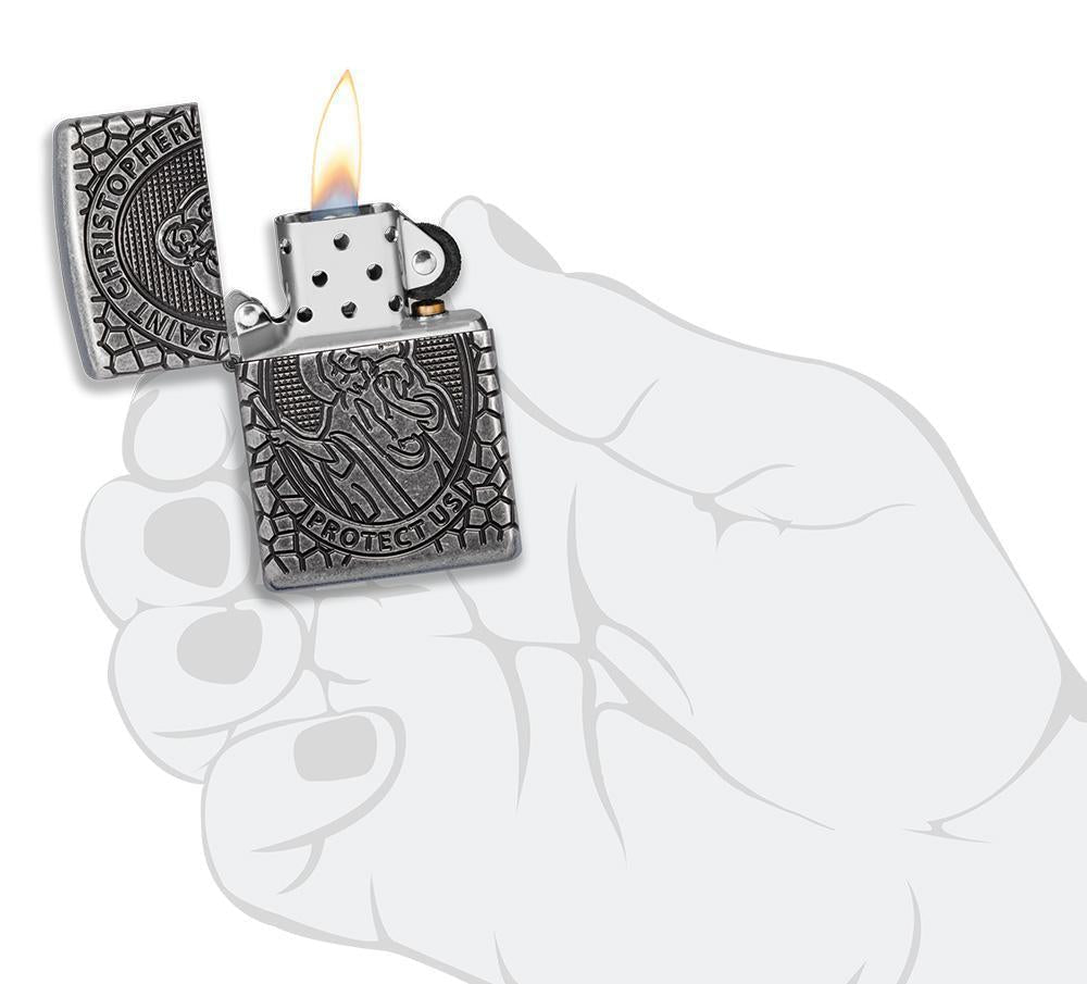 Zippo Armor St. Christopher Medal Design Zippo